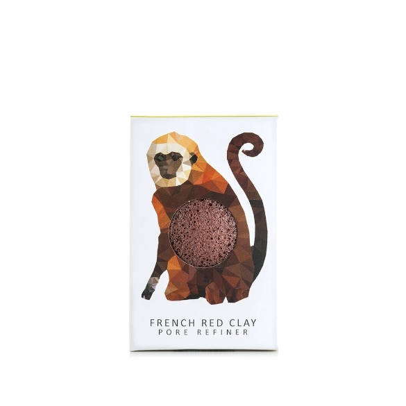 KONJAC MINI PORE REFINER RAINFOREST MONKEY WITH FRENCH RED CLAY - Realness of Beauty